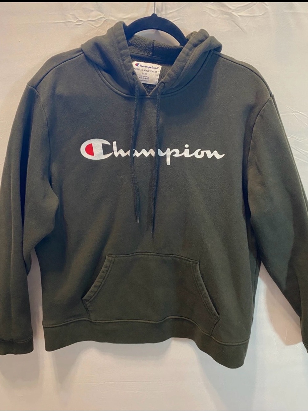 Champion Olive Green Pullover Hoodie with Script Logo XXL